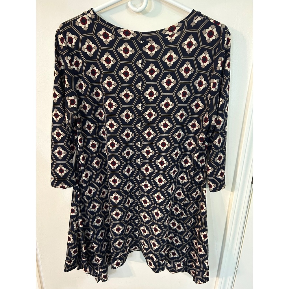 Buffalo Creek Womens Geometric Handkerchief Hem Tunic Navy 3/4 Sleeve size Med - Picture 3 of 9